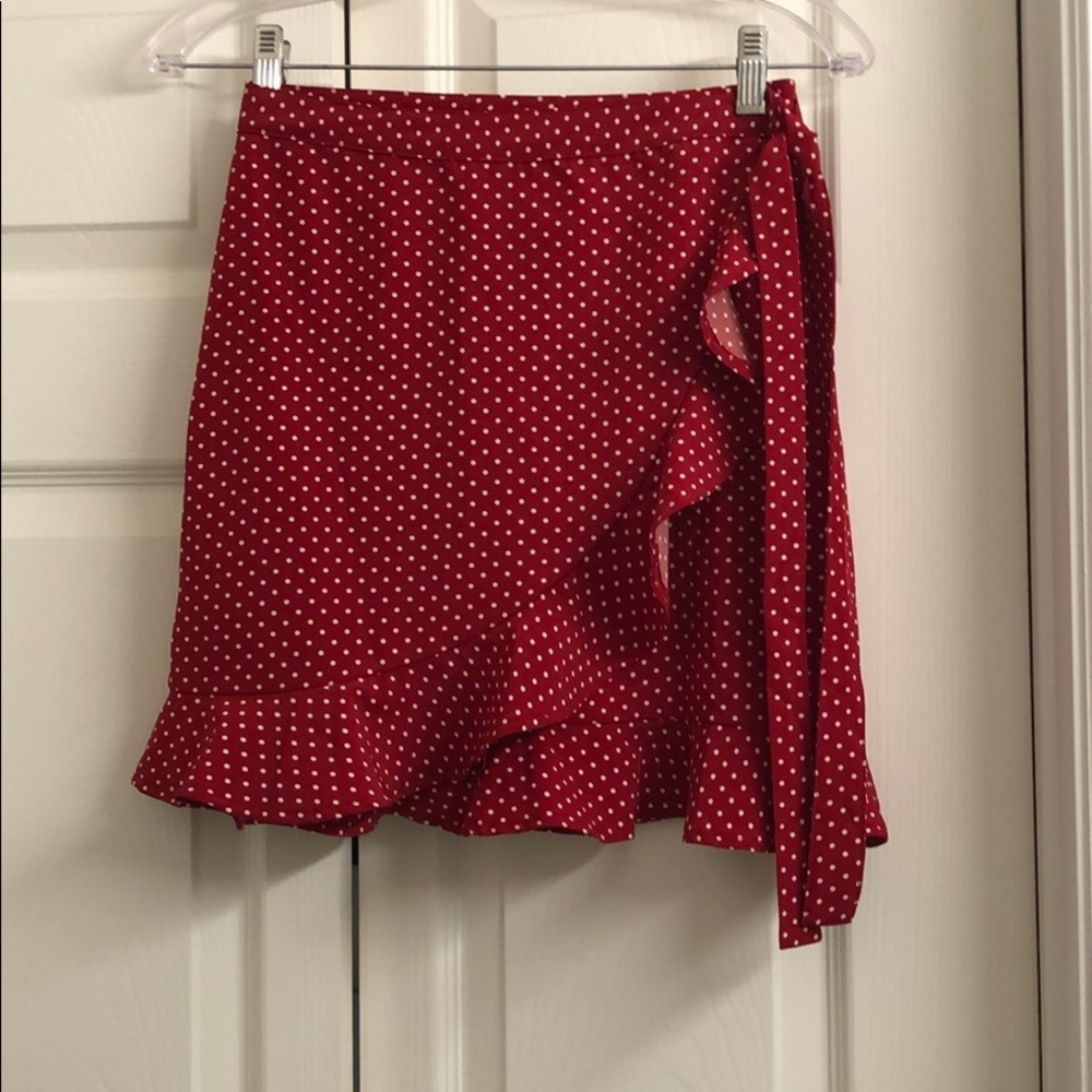 Red and white polka dot